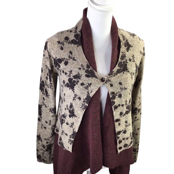 Sleeping on Snow Cozy Times Sweater Layered Cardigan Wool Alpaca Lagenlook Sz S - Picture 4 of 10